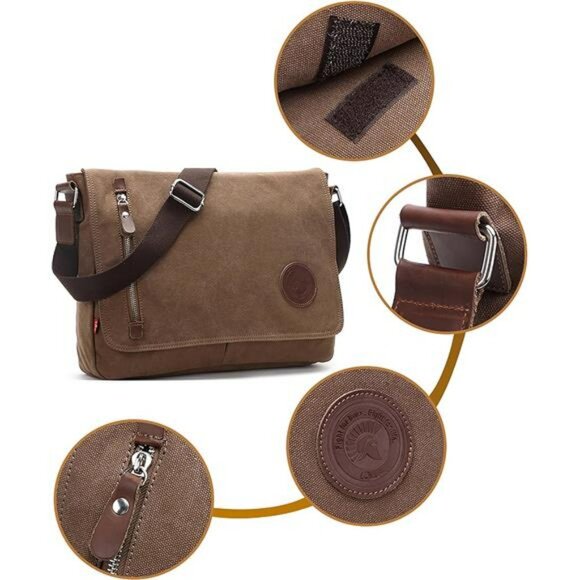 Vintage Canvas Messenger Bag Laptop Shoulder Satchel Unisex Crossbody Bookbag - Picture 5 of 8